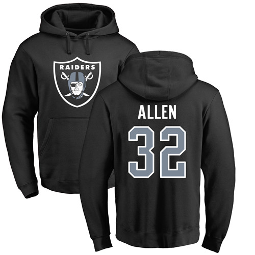 Men Oakland Raiders Black Marcus Allen Name and Number Logo NFL Football 32 Pullover Hoodie Sweatshirts